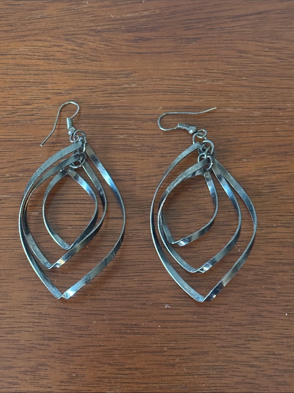 Fashion Jewelry Silver-Tone Layered Teardrop Dangle Earrings